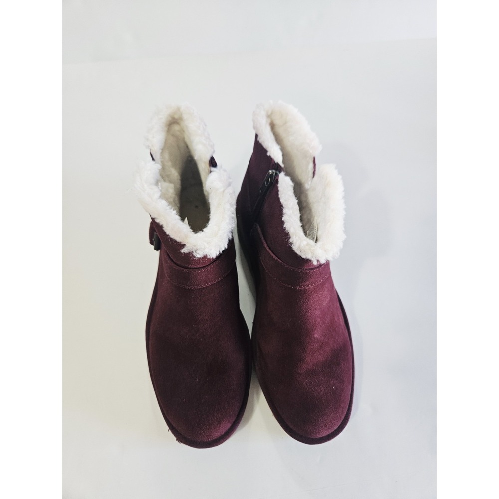 Koolaburra By UGG Boots Womens Size 9 Red Suede Ankle Wedge Faux Fur Lined Zip - Picture 5 of 16